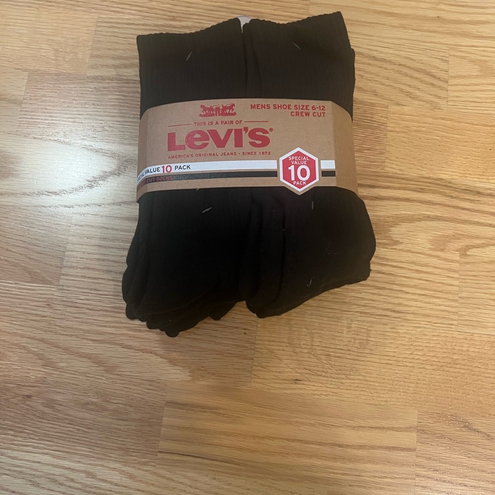 Levi’s Men’s Crew Cut Sz 6-12 Black 10- Pack